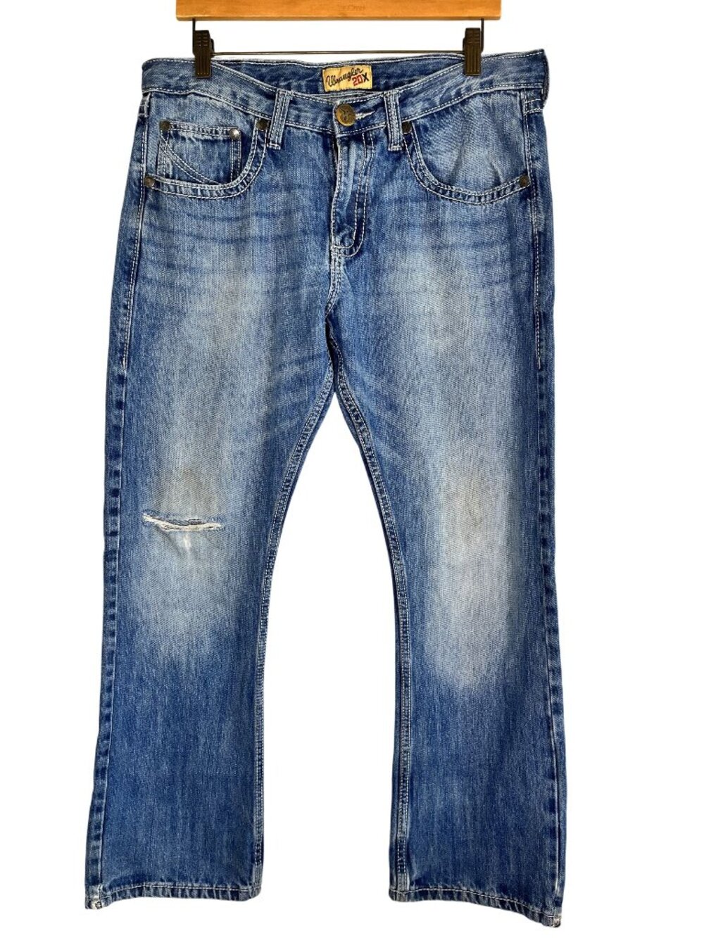 Wrangler Vintage Bootcut Denim Jeans 33" Western Distressed Cowboy Rodeo Classic